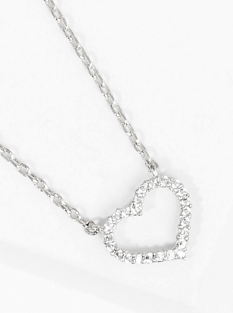 18k Gold Dipped CZ Pave Heart Pendant Delicate Necklace