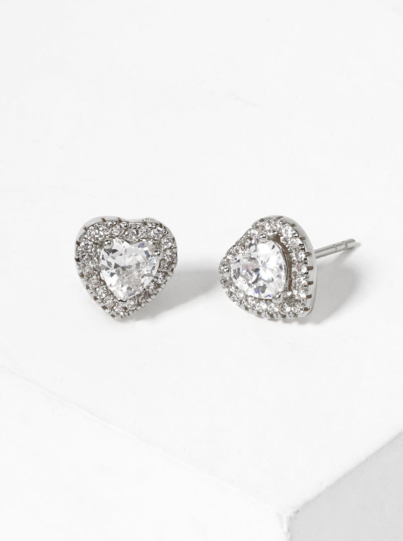 18k Gold Dipped CZ Pave Heart Post Stud Earrings