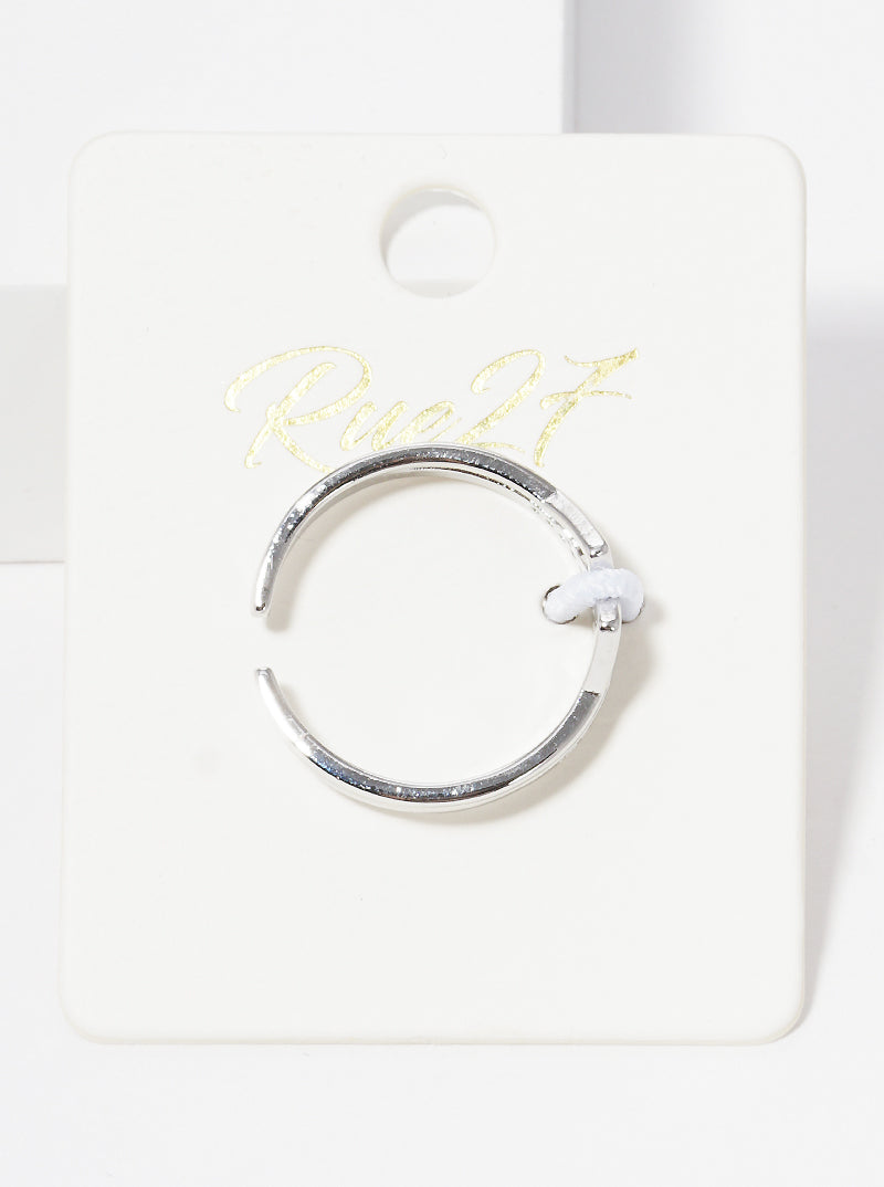 White Gold Dipped CZ Pave Mountain Shape Adjustable Ring