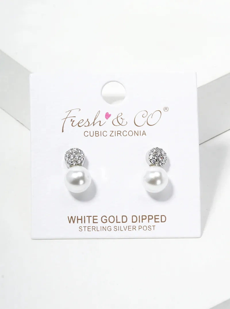 Pave-Set Cubic-Zirconia Eiffel-Tower 18K-Gold-Dipped Stud Earrings