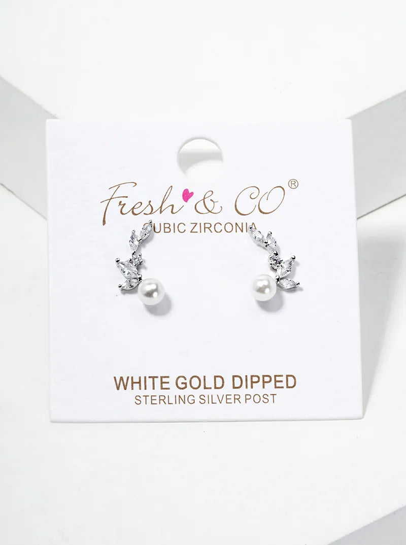 18k Gold Dipped CZ Pave Hamsa Dainty Post Stud Earrings
