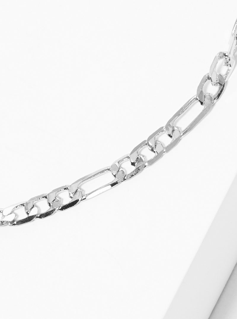 White Gold Dipped Figaro Chain Necklace