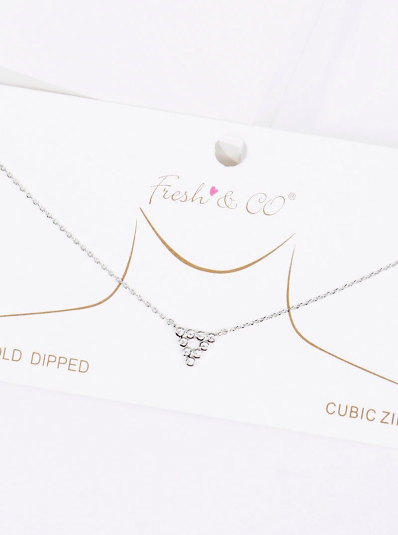 White Gold Dipped Bezel CZ Circle Pendant Delicate Necklace
