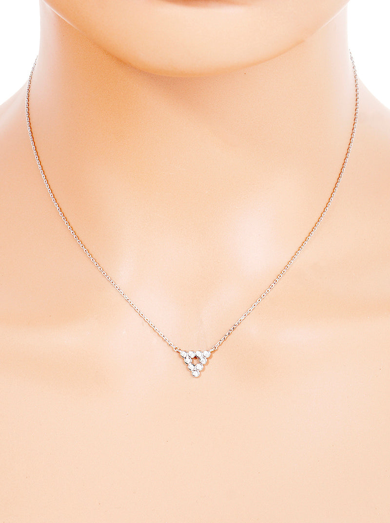 White Gold Dipped Bezel CZ Circle Pendant Delicate Necklace
