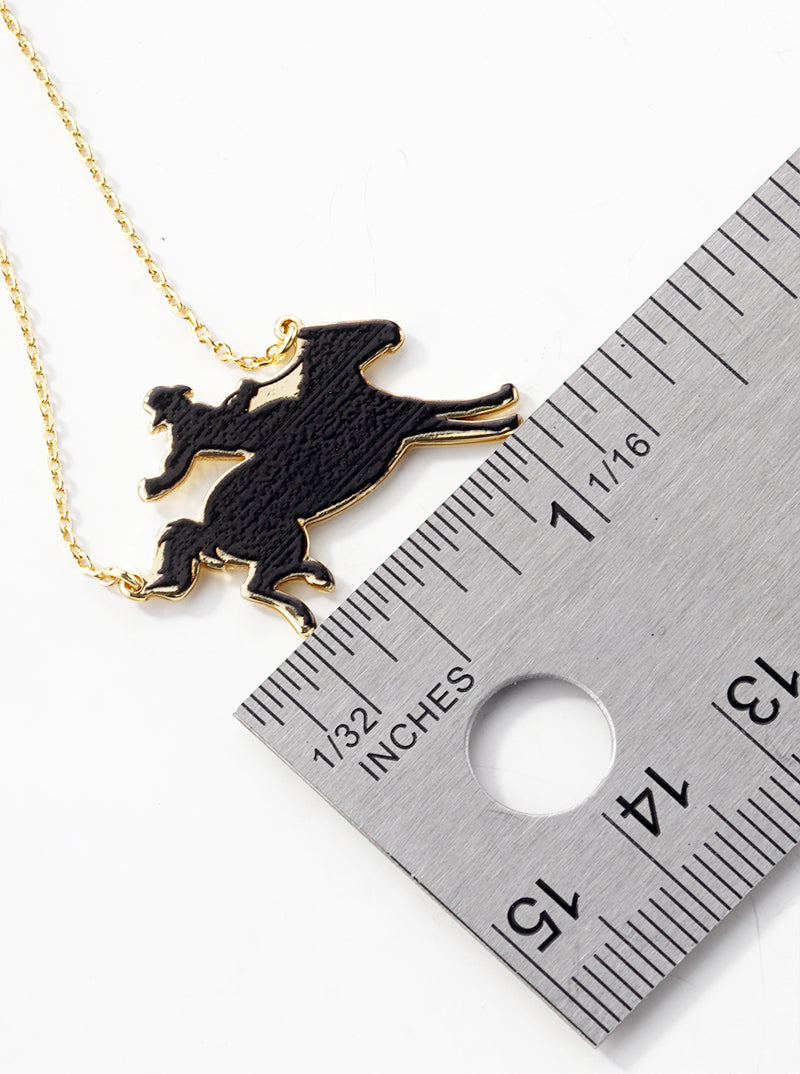White Gold Dipped Cowboy Pendant Necklace