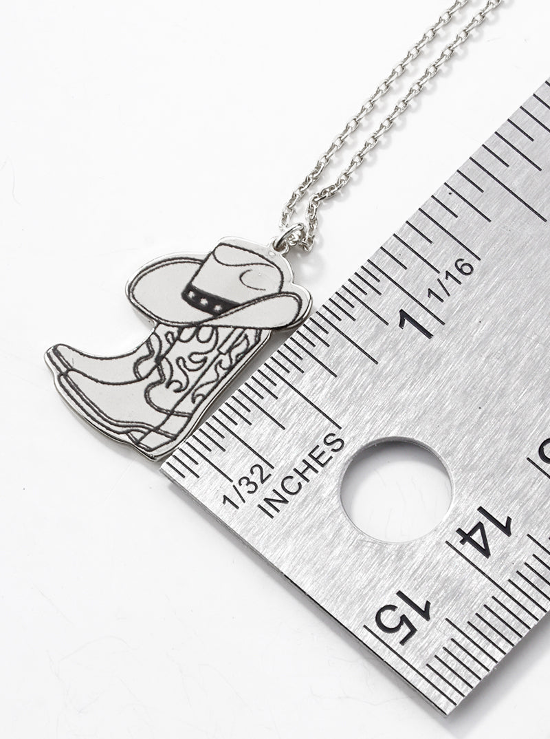 White Gold Dipped Rodeo Cowboy Pendant Necklace