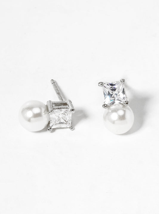 18k Gold Dipped Symmetrical CZ Pave Crescent Moon And Star Post Stud Earrings
