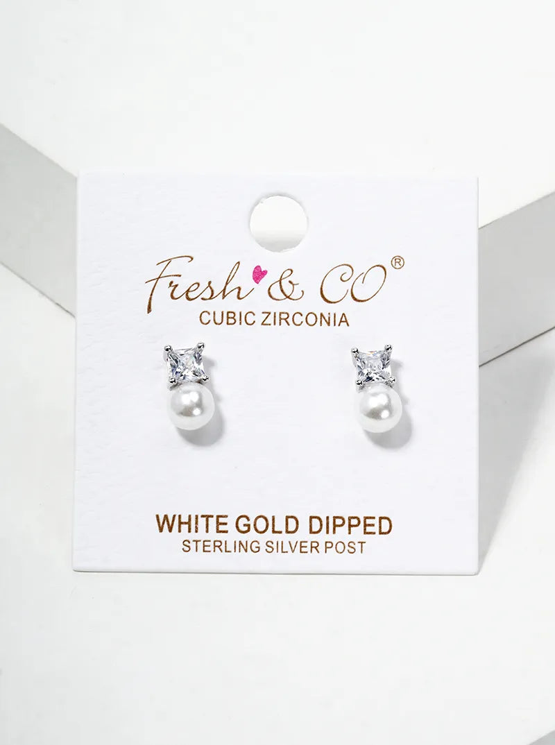 18k Gold Dipped Symmetrical CZ Pave Crescent Moon And Star Post Stud Earrings