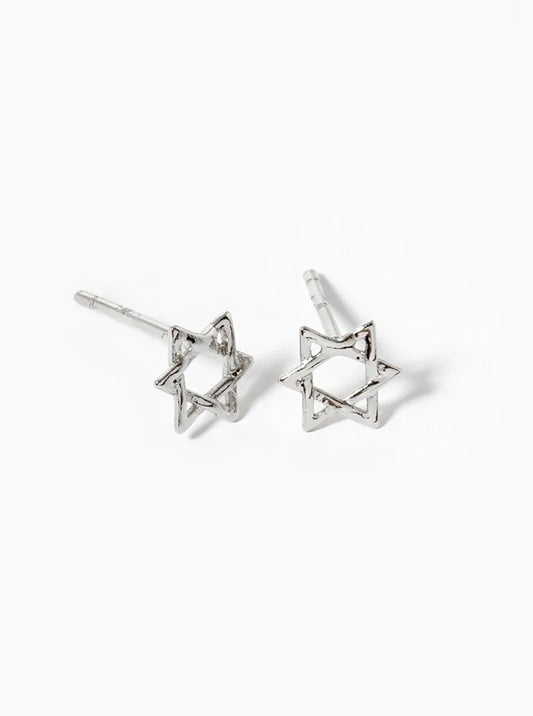 White Gold Dipped Dainty Star Of David Post Stud Earrings