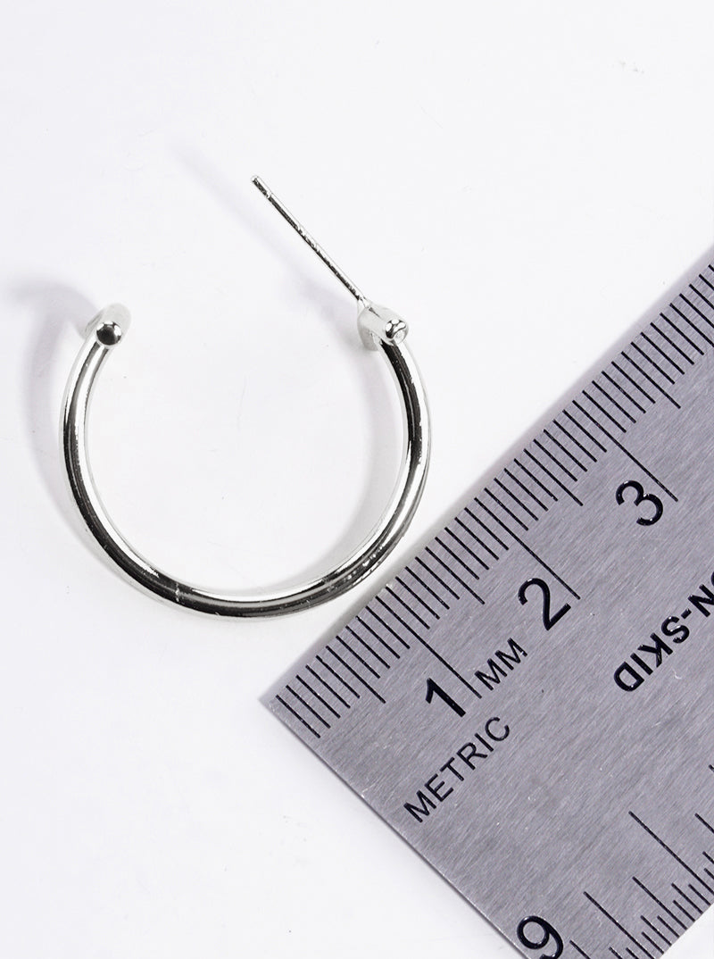 White Gold Dipped Designer Inspired Open Hoop Earrings