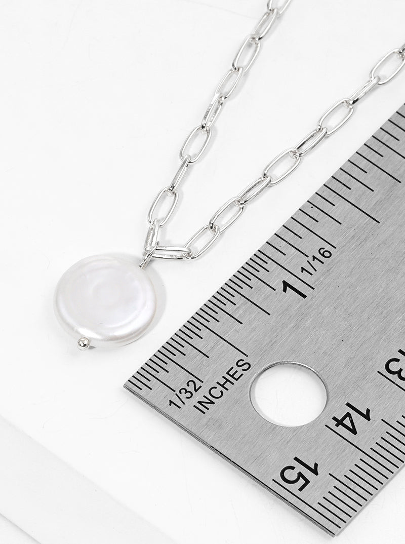 White Gold Dipped Freshwater Pearl Pendant Necklace