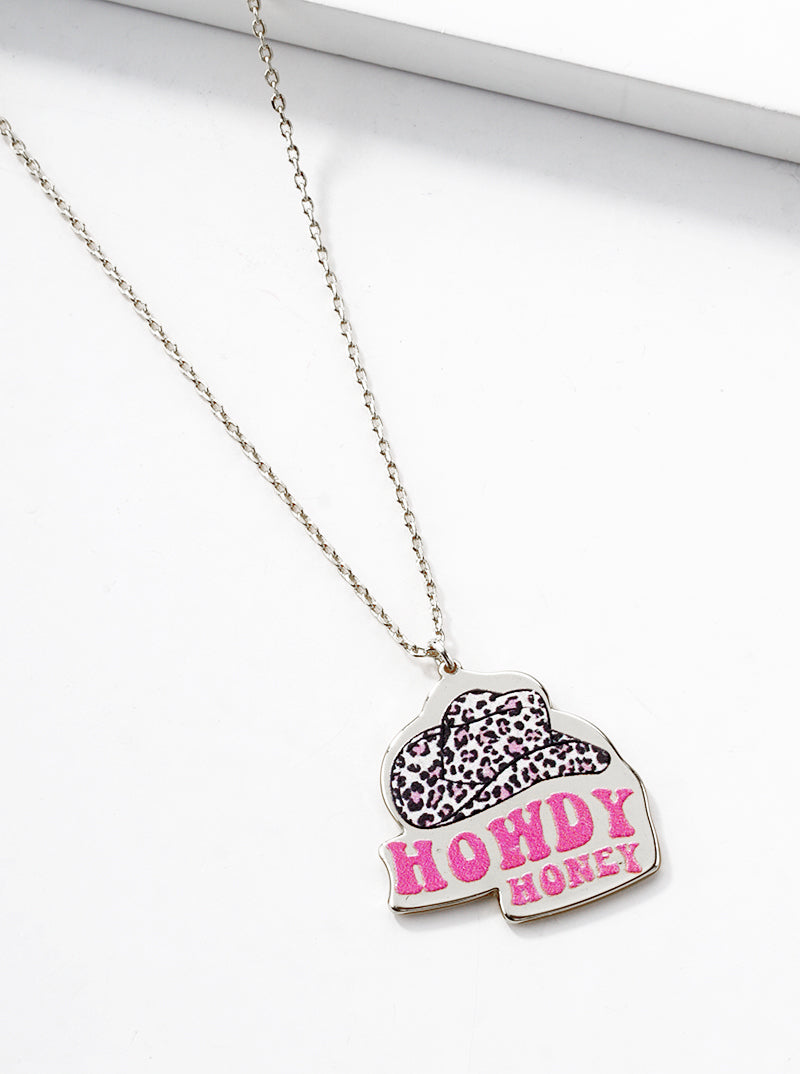 White Gold Dipped Cowboy Pendant Necklace