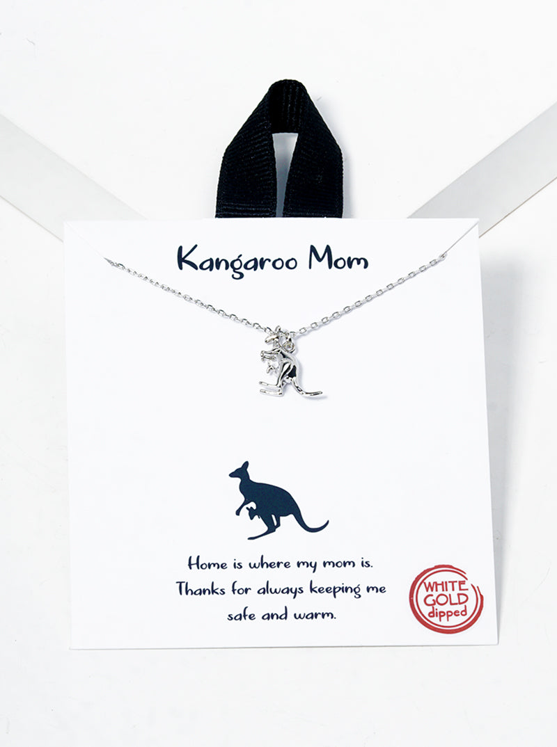 White Gold Dipped Kangaroo Pendant Necklace