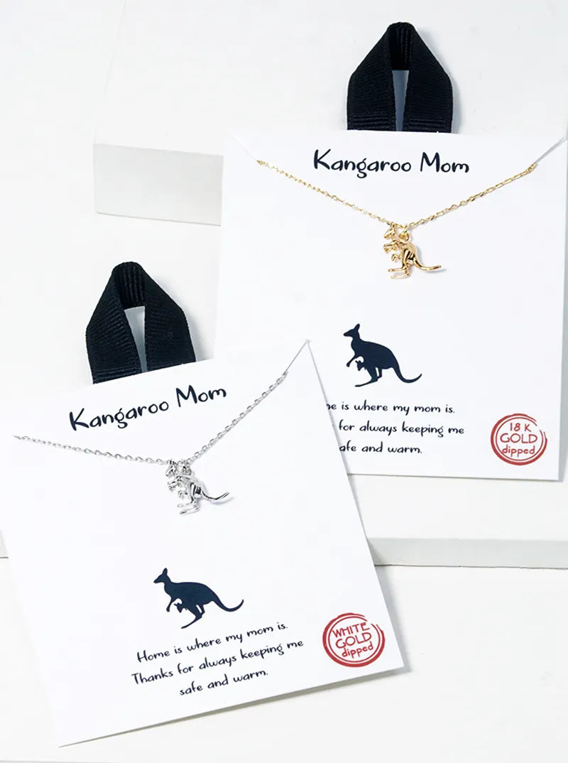 White Gold Dipped Kangaroo Pendant Necklace
