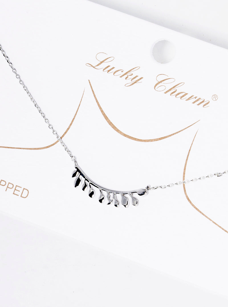 White Gold Dipped Leaf Pendant Delicate Necklace