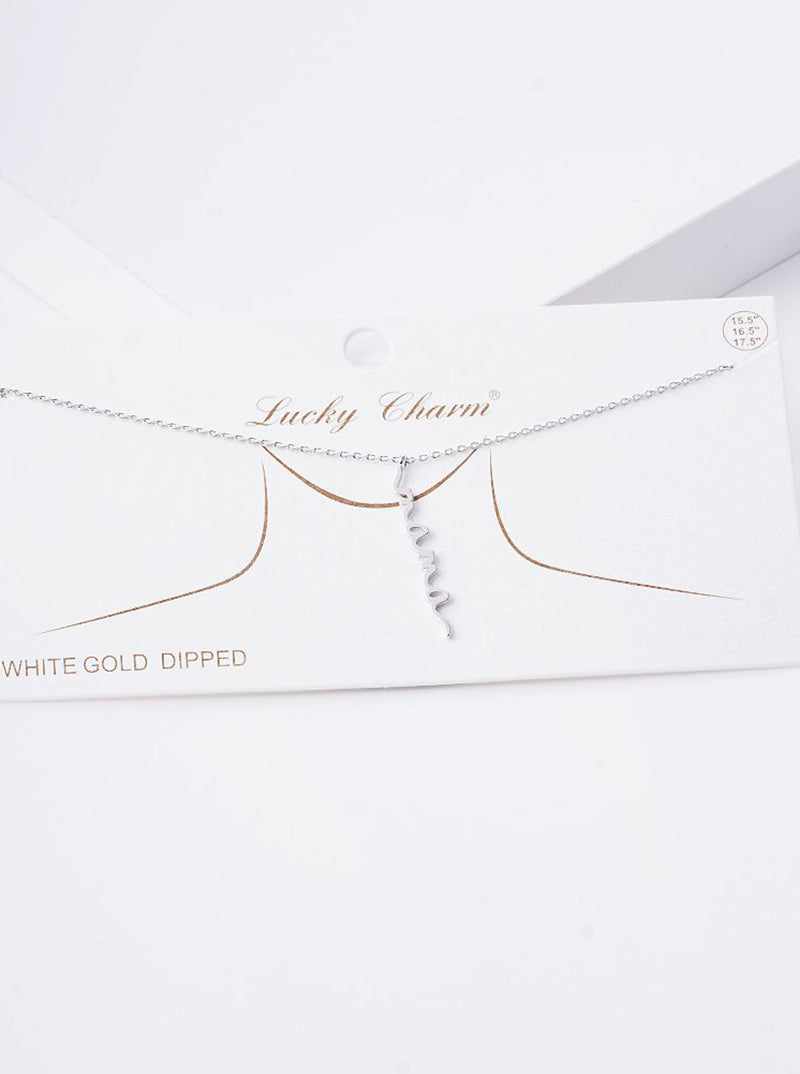 White Gold Dipped Mama Pendant Necklace
