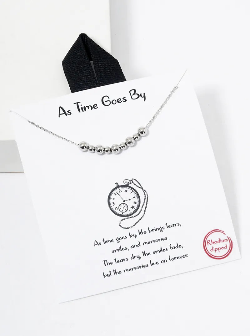 White Gold Dipped Metal Bead Pendant Necklace