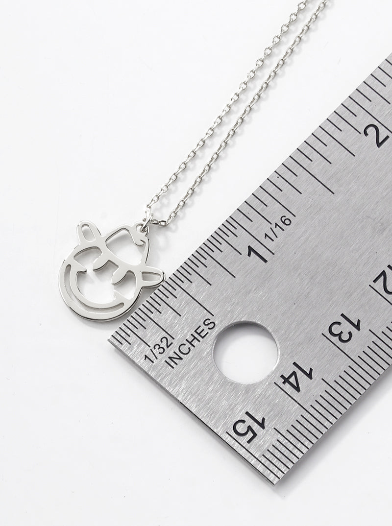 White Gold Dipped Smiley Face Cowboy Pendant Necklace