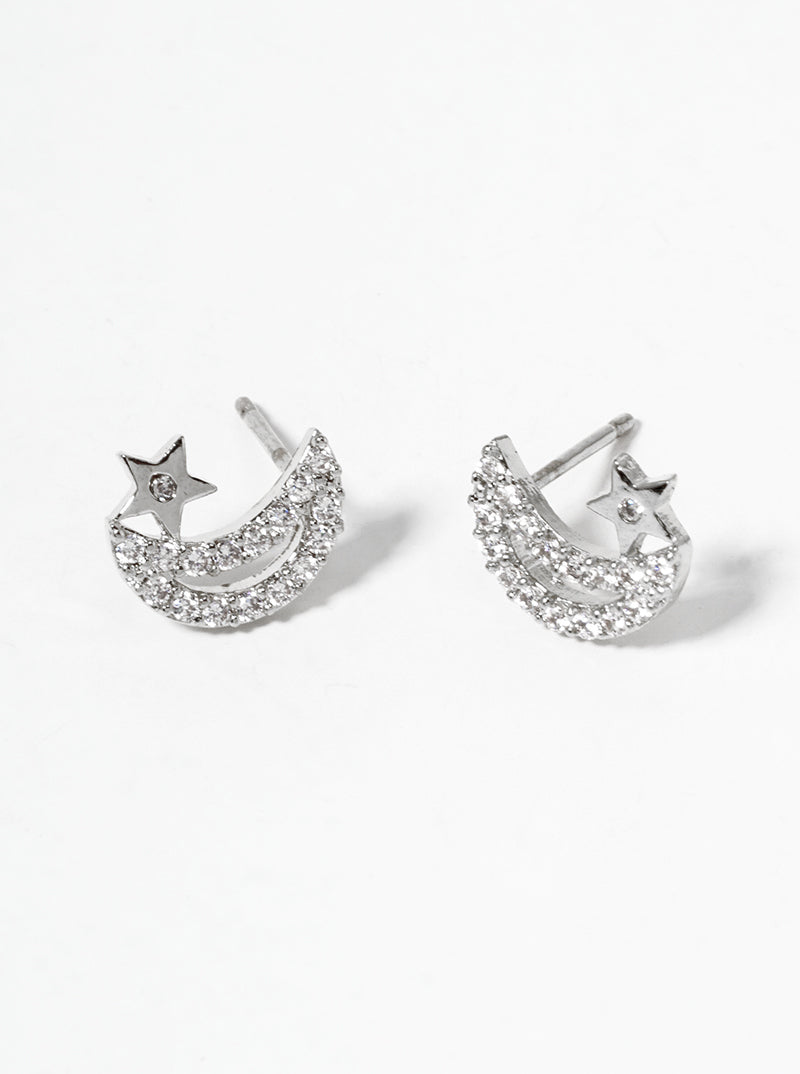 18k Gold Dipped CZ Pave Circle Post Stud Earrings