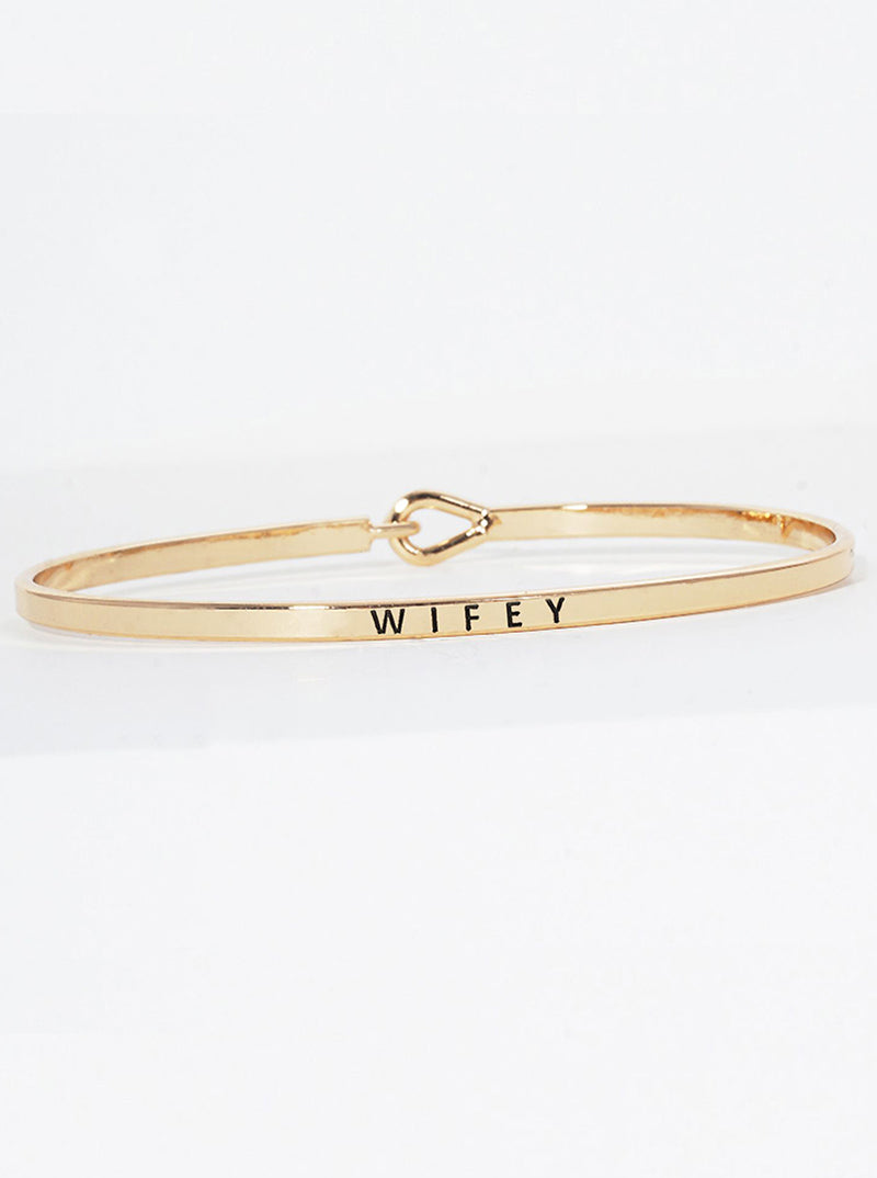 Wifey Engraved Inspirational Bangle Bracelet