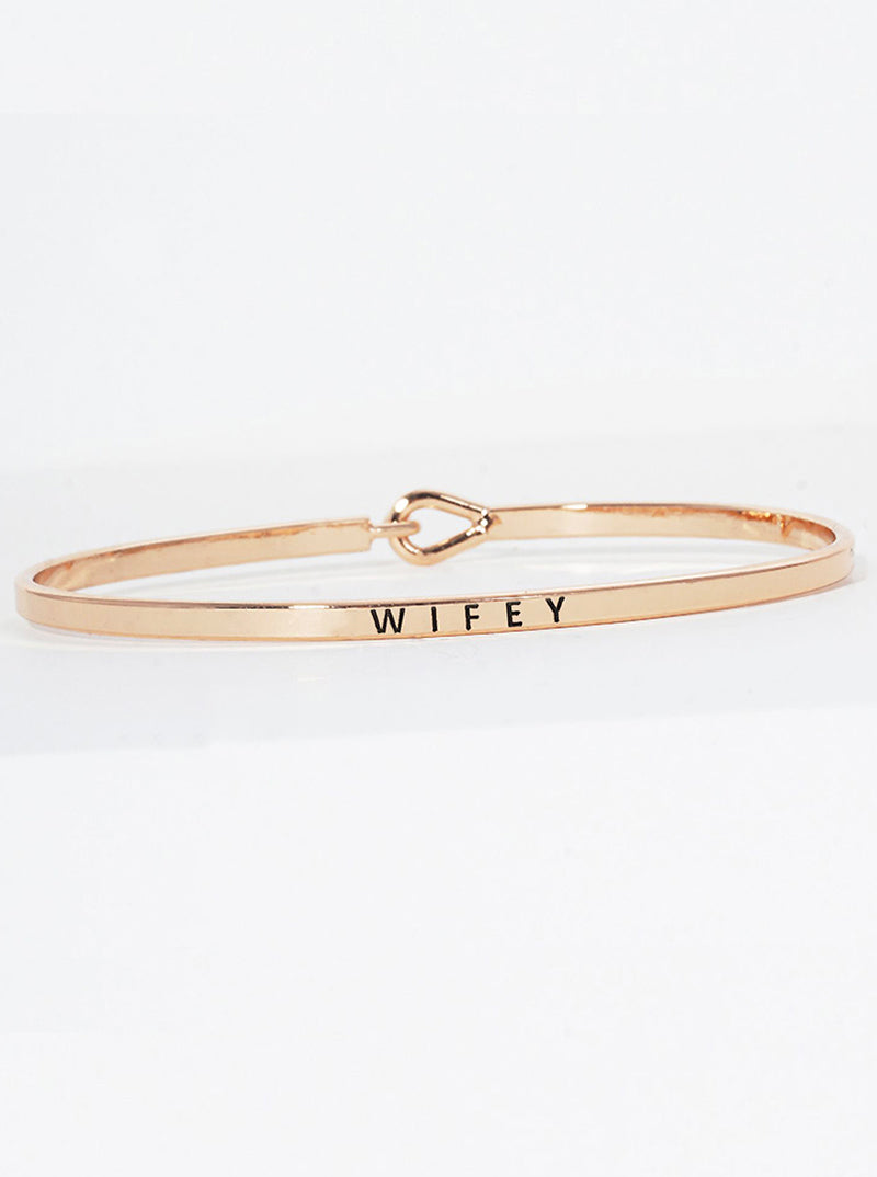 Wifey Engraved Inspirational Bangle Bracelet