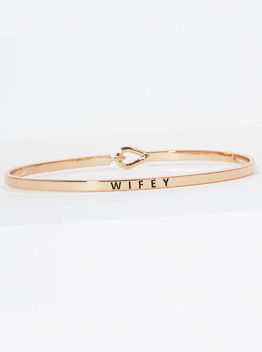 Wifey Engraved Inspirational Bangle Bracelet
