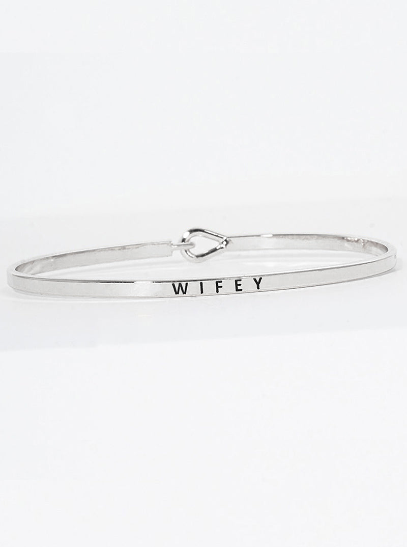 Wifey Engraved Inspirational Bangle Bracelet