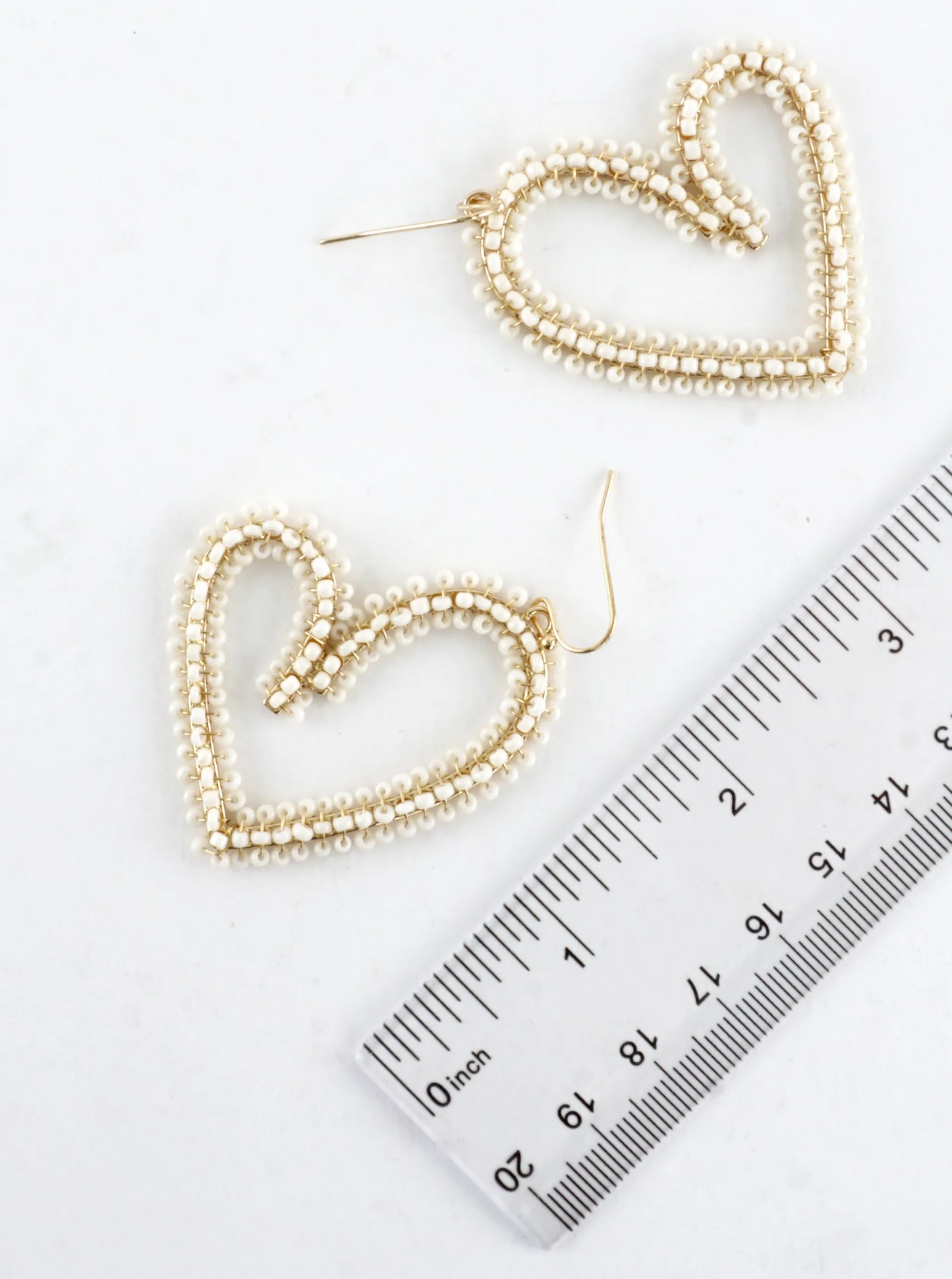 Wire Beaded Heart Shape Drop Earrings
