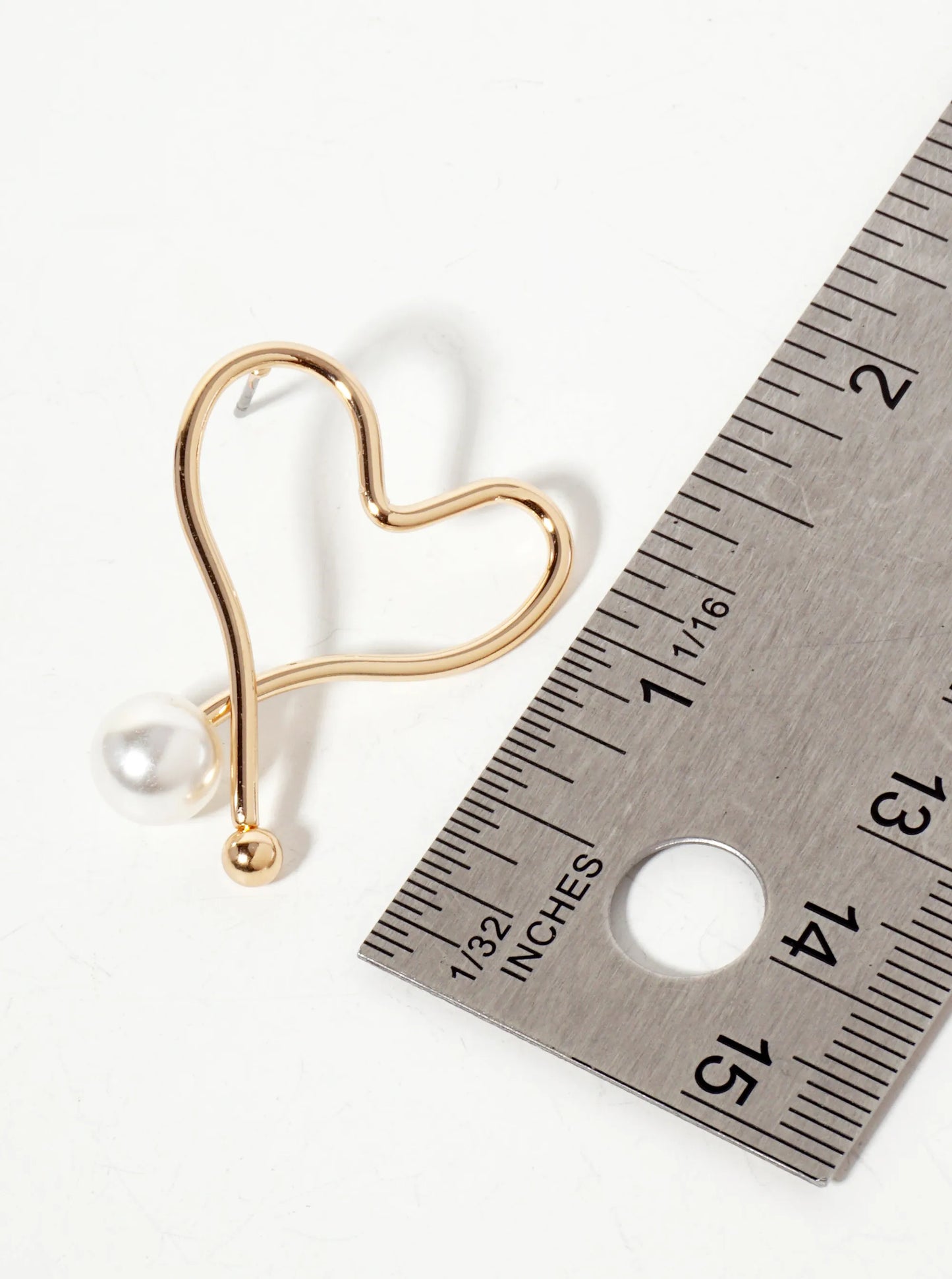 Wire Pearl Heart Post Earrings