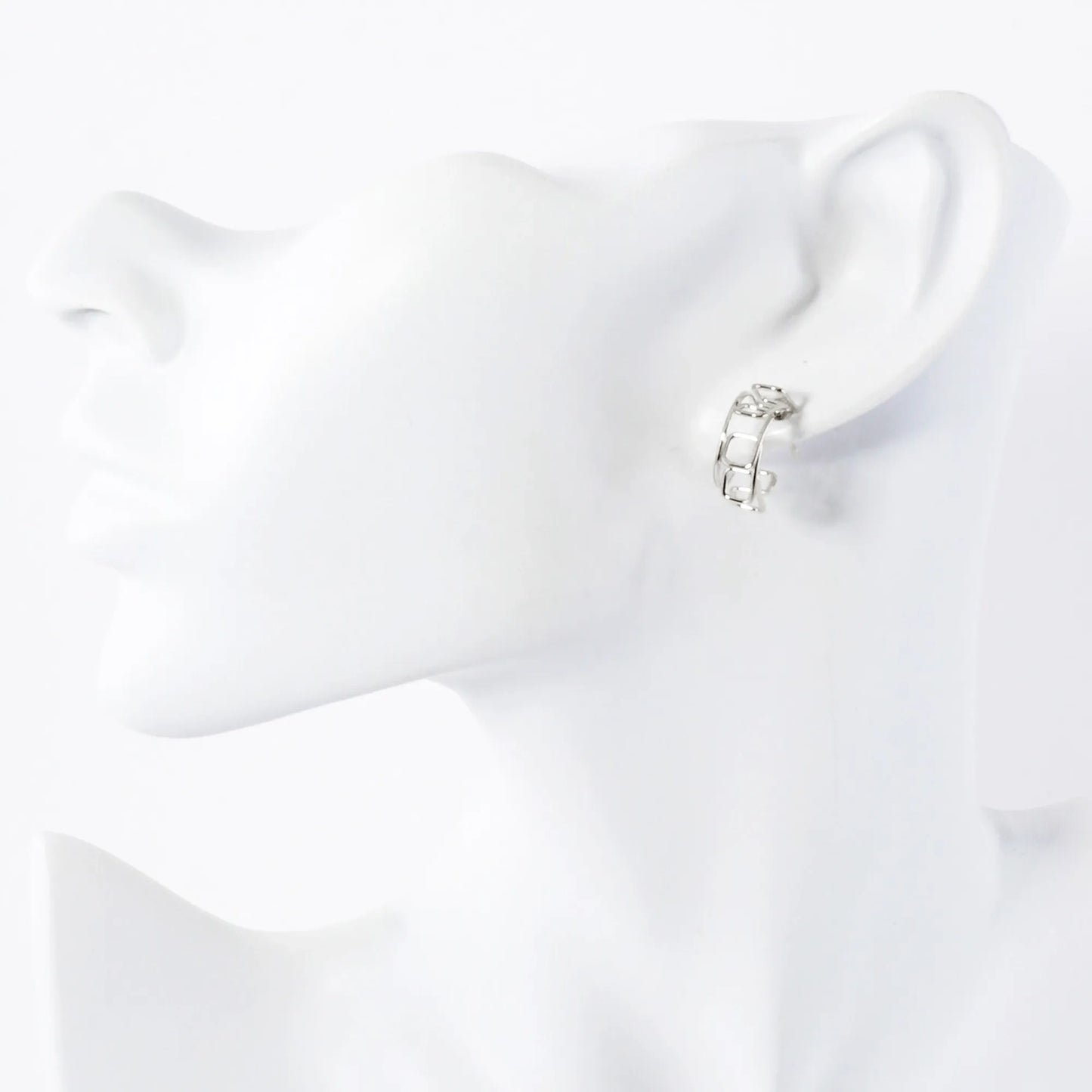 Wire Sculpted Geometric 13mm 14K-Gold-Dipped Brass Open Huggie Hoop Earrings