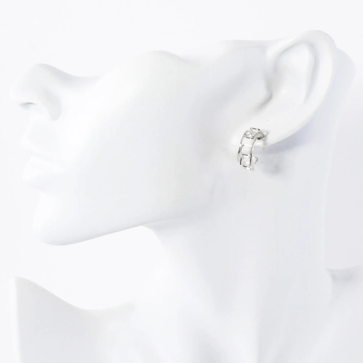 Wire Sculpted Geometric 13mm 14K-Gold-Dipped Brass Open Huggie Hoop Earrings