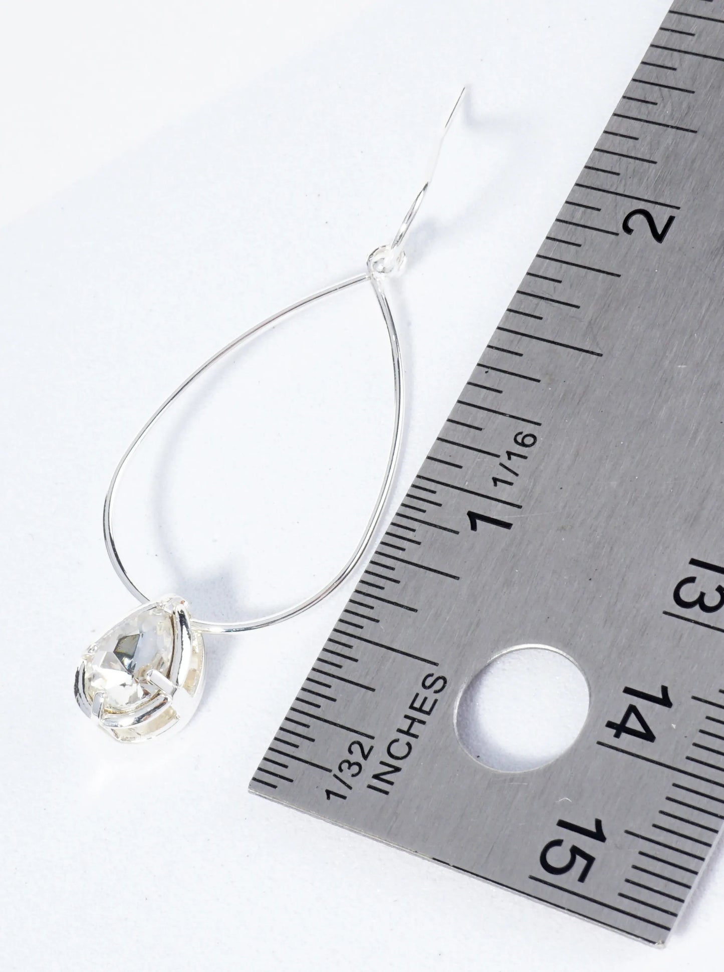 Wire Teardrop Earrings With Stone Drop Accents