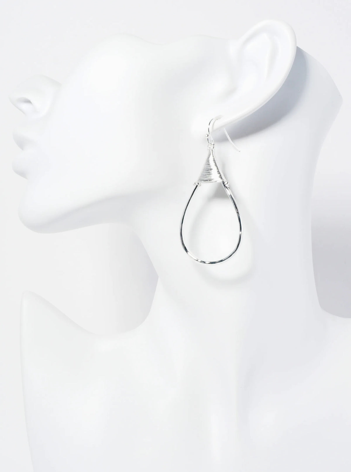 Wire Wrapped Hammered Teardrop Dangle Earrings