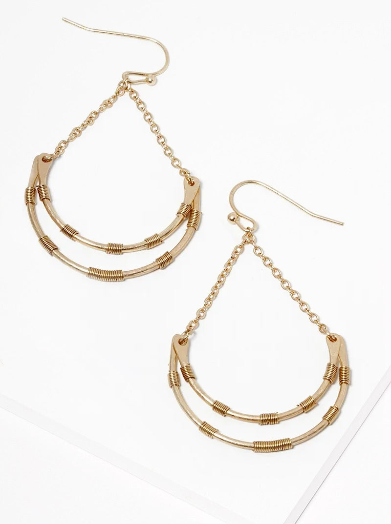 Wire Wrapped Moonlight Chain Dangle Earrings