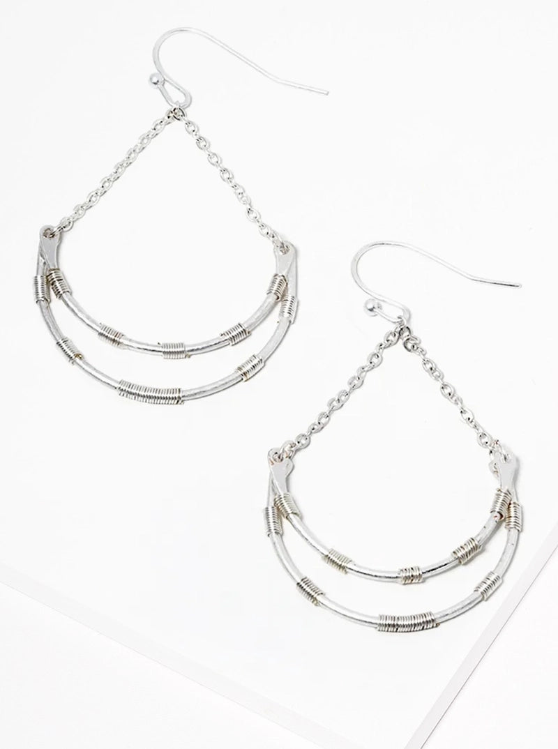 Wire Wrapped Moonlight Chain Dangle Earrings