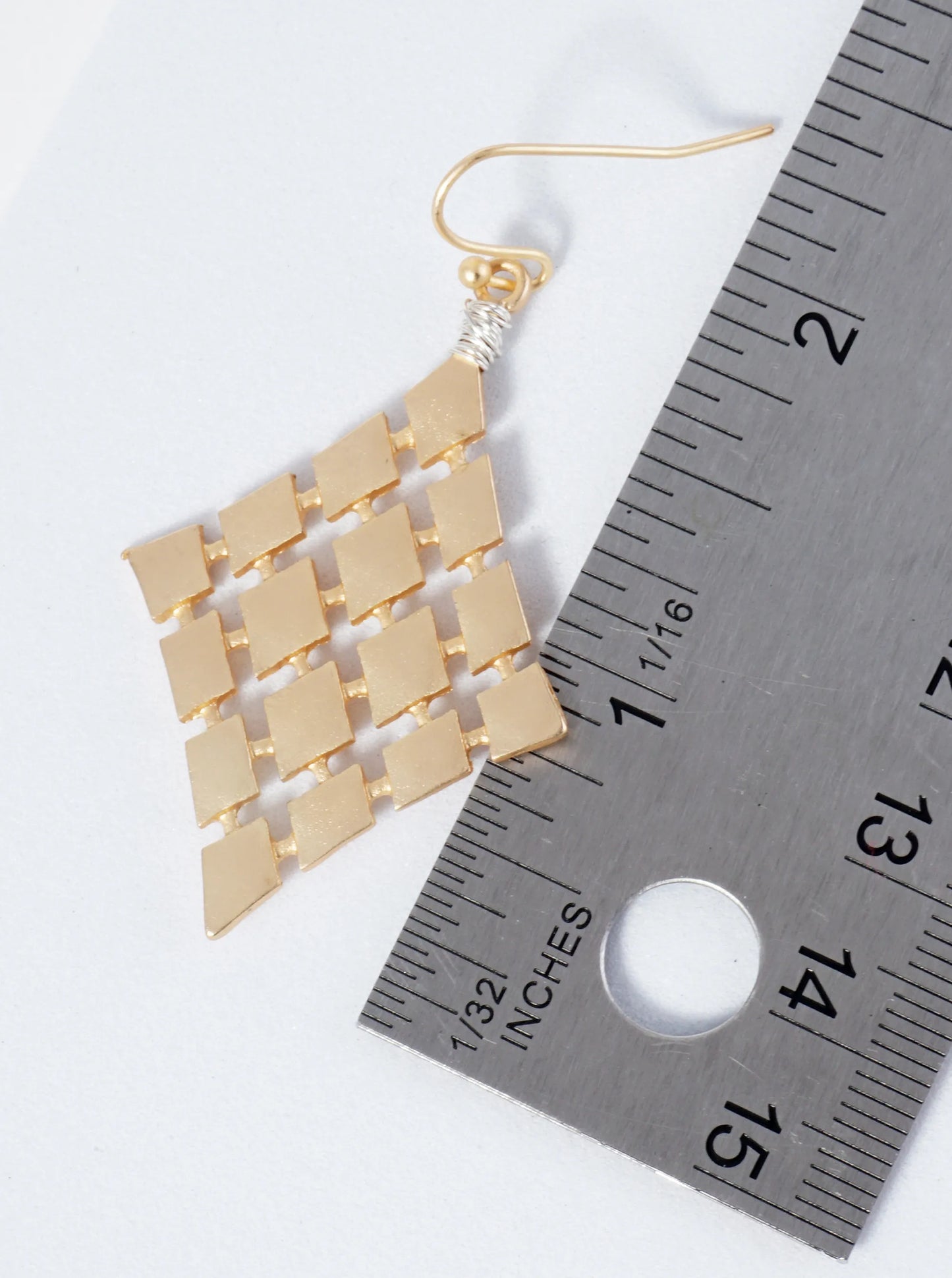 Wire Wrapped Multiple Diamond Forming A Large Diamond Dangle Earrings