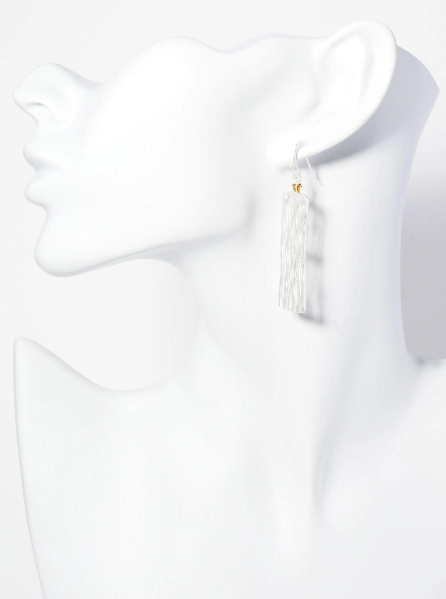 Wire Wrapped Organic Line Design Rectangular Dangle Earrings