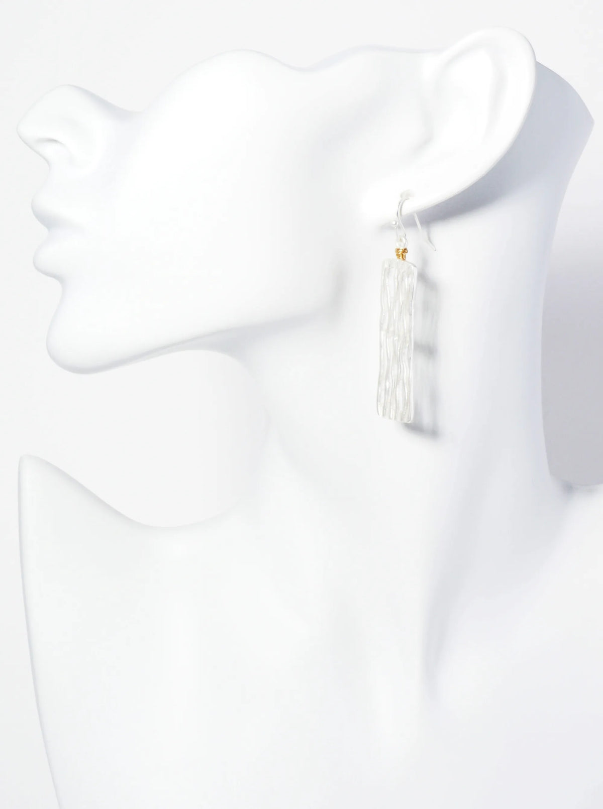 Wire Wrapped Organic Line Design Rectangular Dangle Earrings