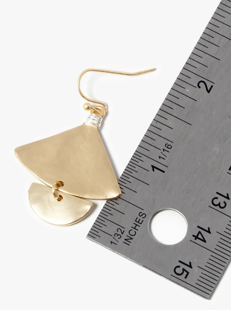 Wire Wrapped Triangle With Half Circle Drop Dangle Earrings