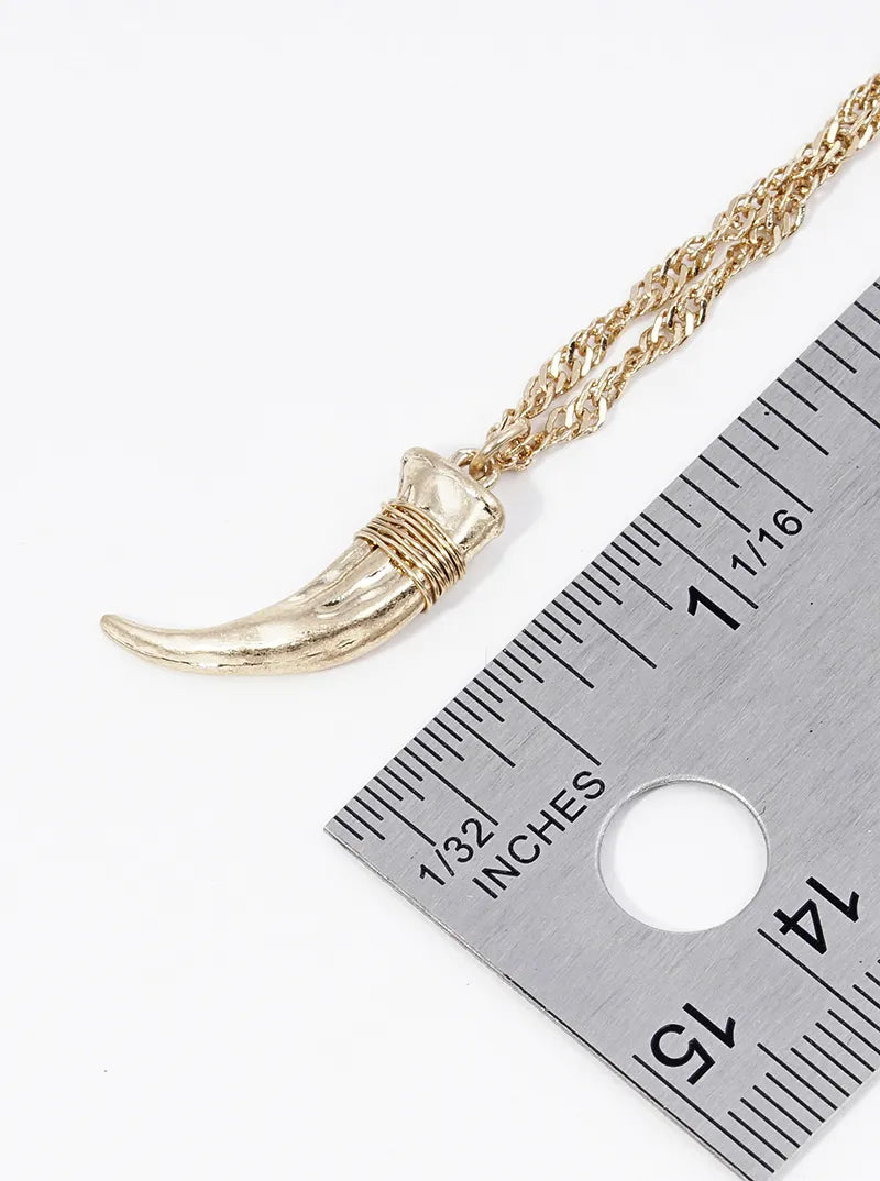 Wire Wrapped Horn Pendant Layered Necklace