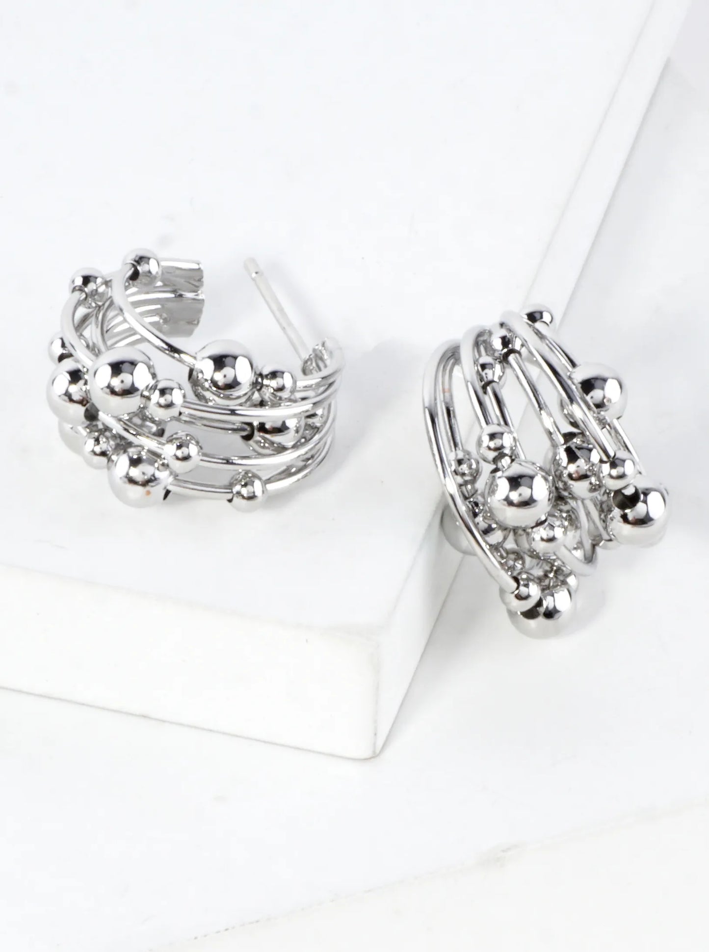 Wired Cluster Beads Hoop Earrings Small