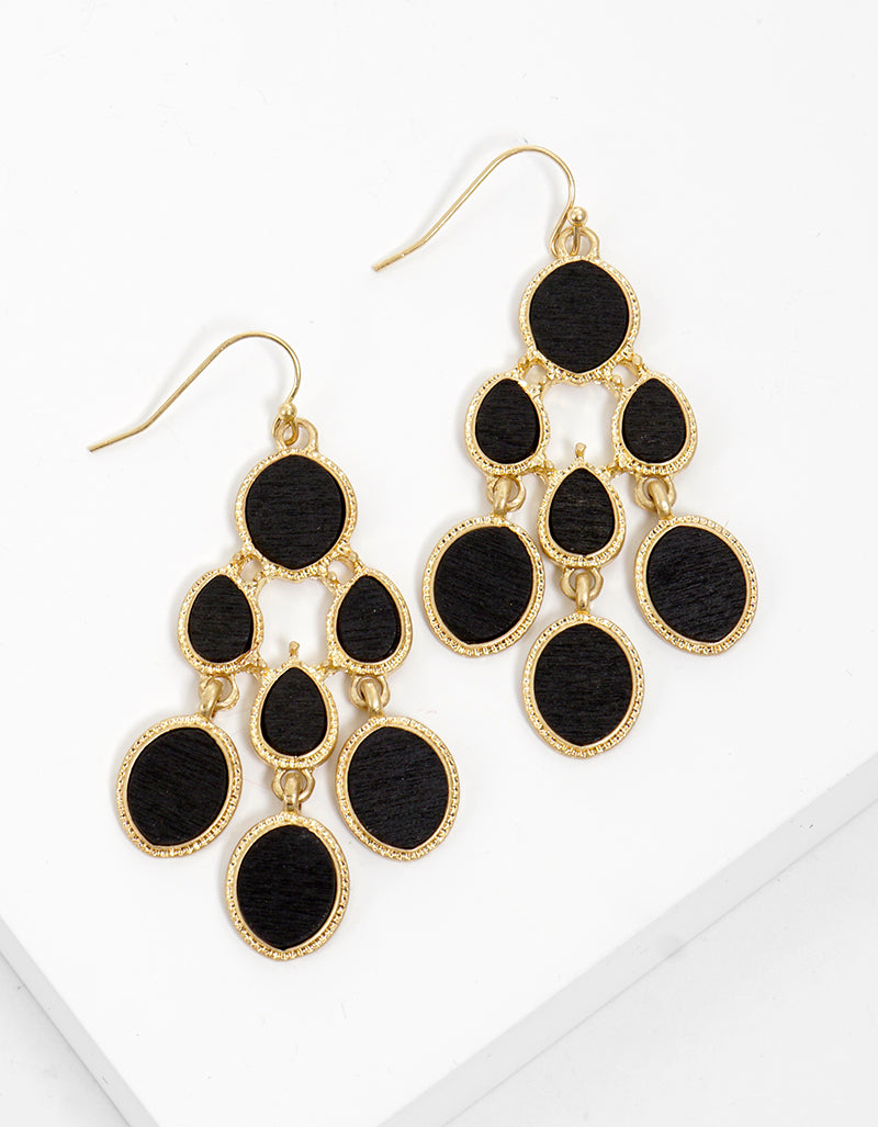 Wood Chandelier Dangle Drop Earrings