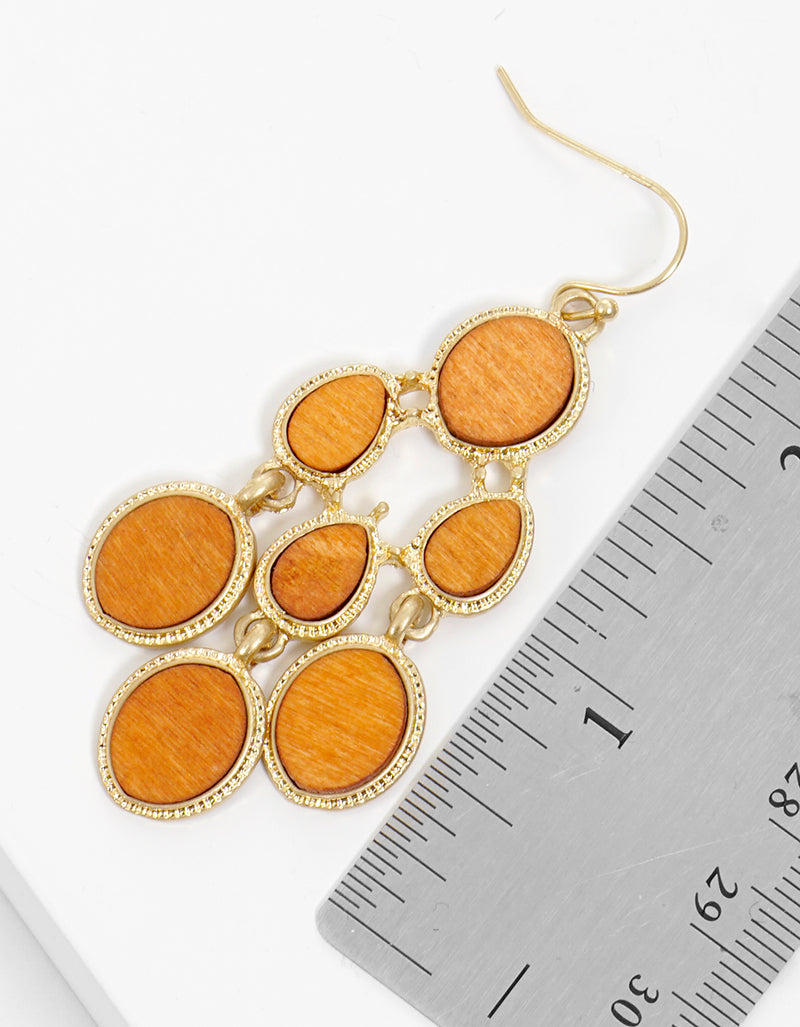 Wood Chandelier Dangle Drop Earrings