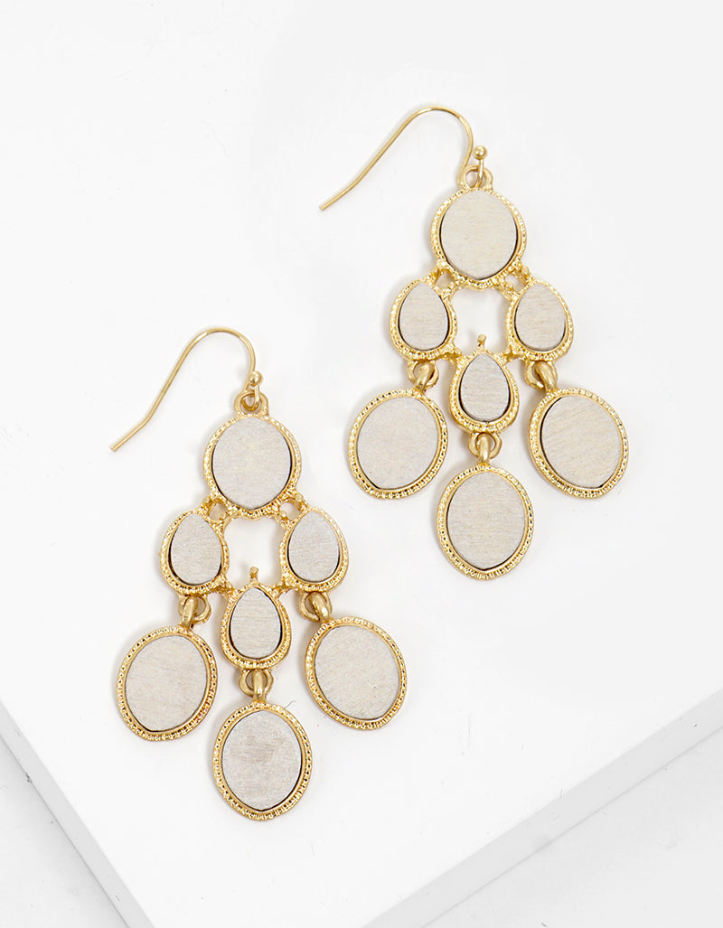Wood Chandelier Dangle Drop Earrings