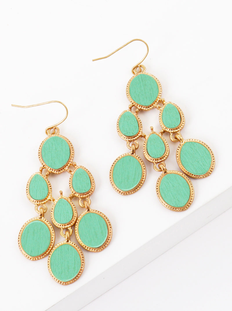 Wood Chandelier Dangle Drop Earrings