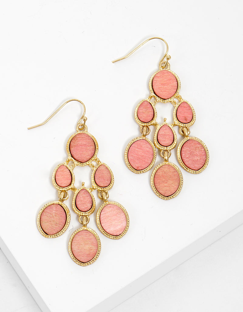 Wood Chandelier Dangle Drop Earrings