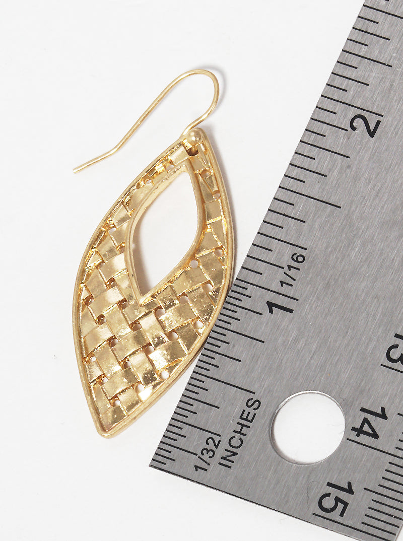 Woven Textured Metal Marquise Dangle Drop Earrings