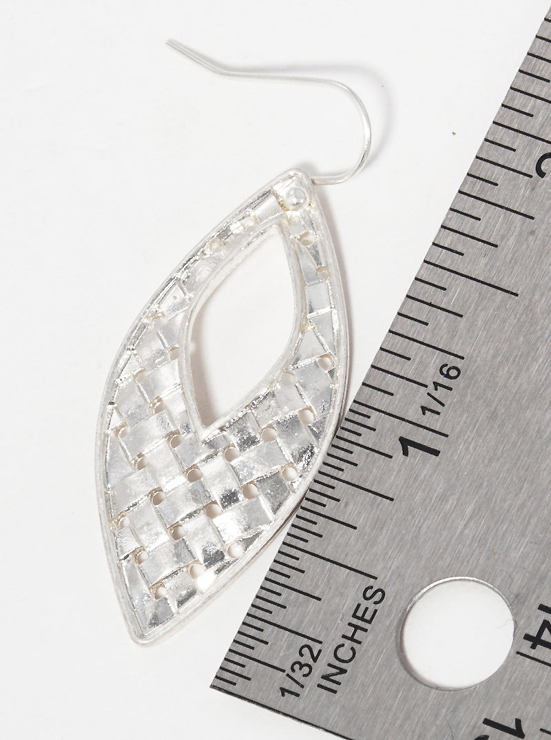 Woven Textured Metal Marquise Dangle Drop Earrings
