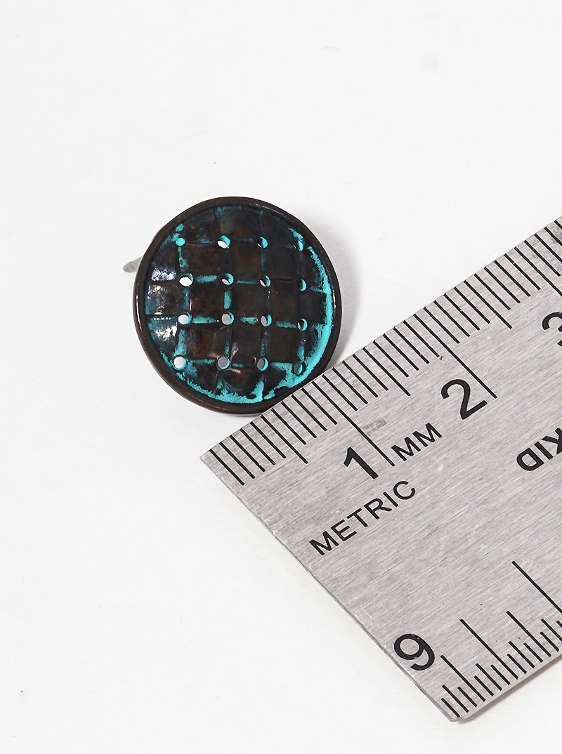 Woven Textured Metal Round Post Stud Earrings