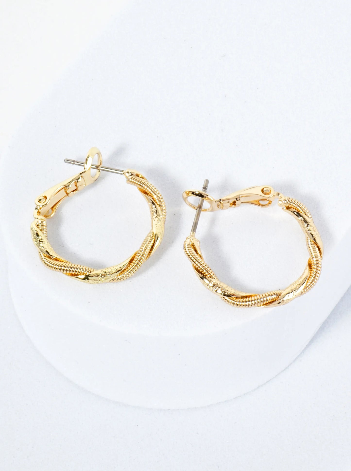 Wrapped With Snake Chain 14K-Gold-Dipped 20mm Latch-Back Hoop Earrings